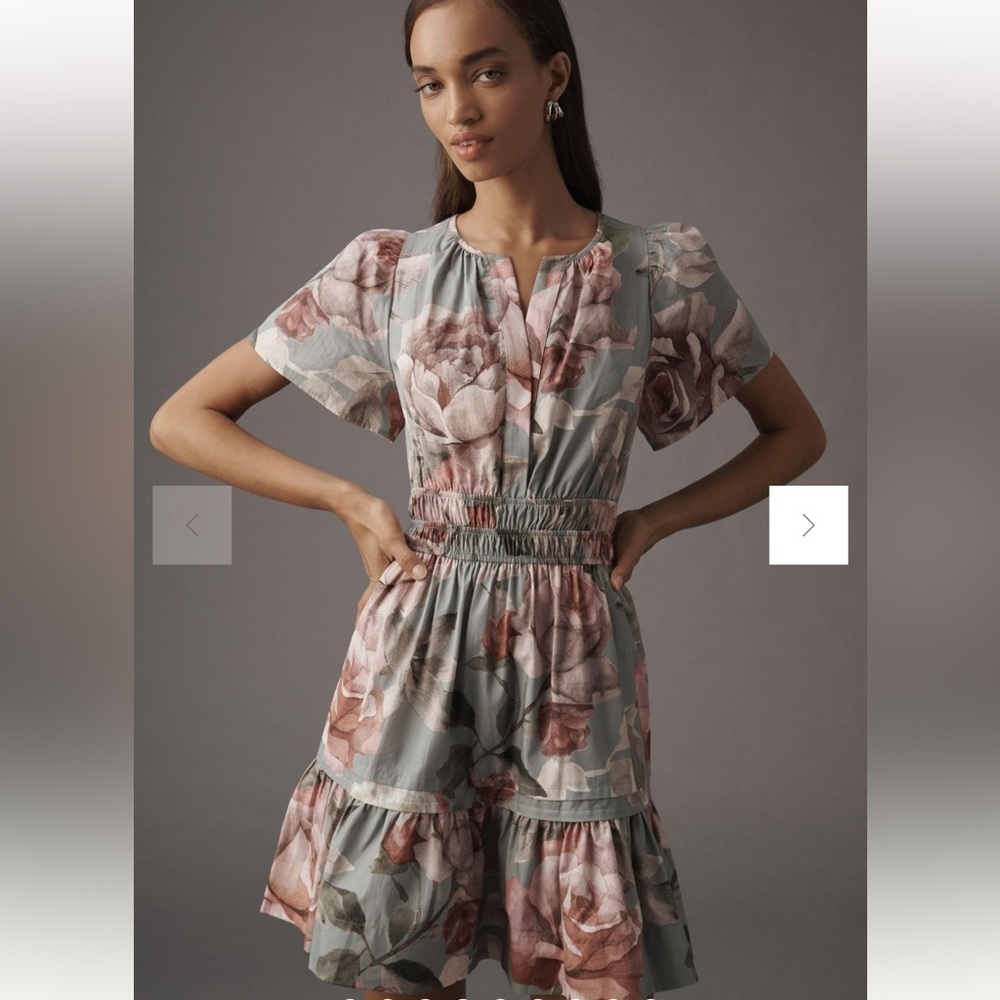 Anthropologie lovely grey somerset mini dress